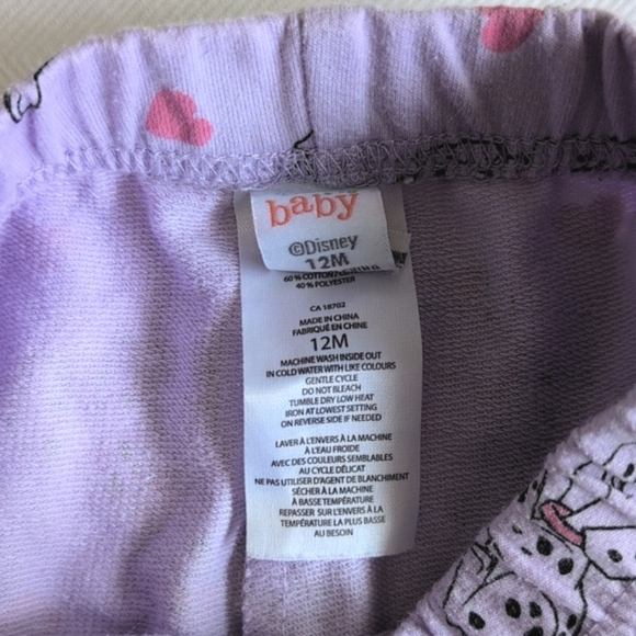 disney 101 dalmatians purple printed comfy joggers pants 12 months baby girl - Picture 4 of 5